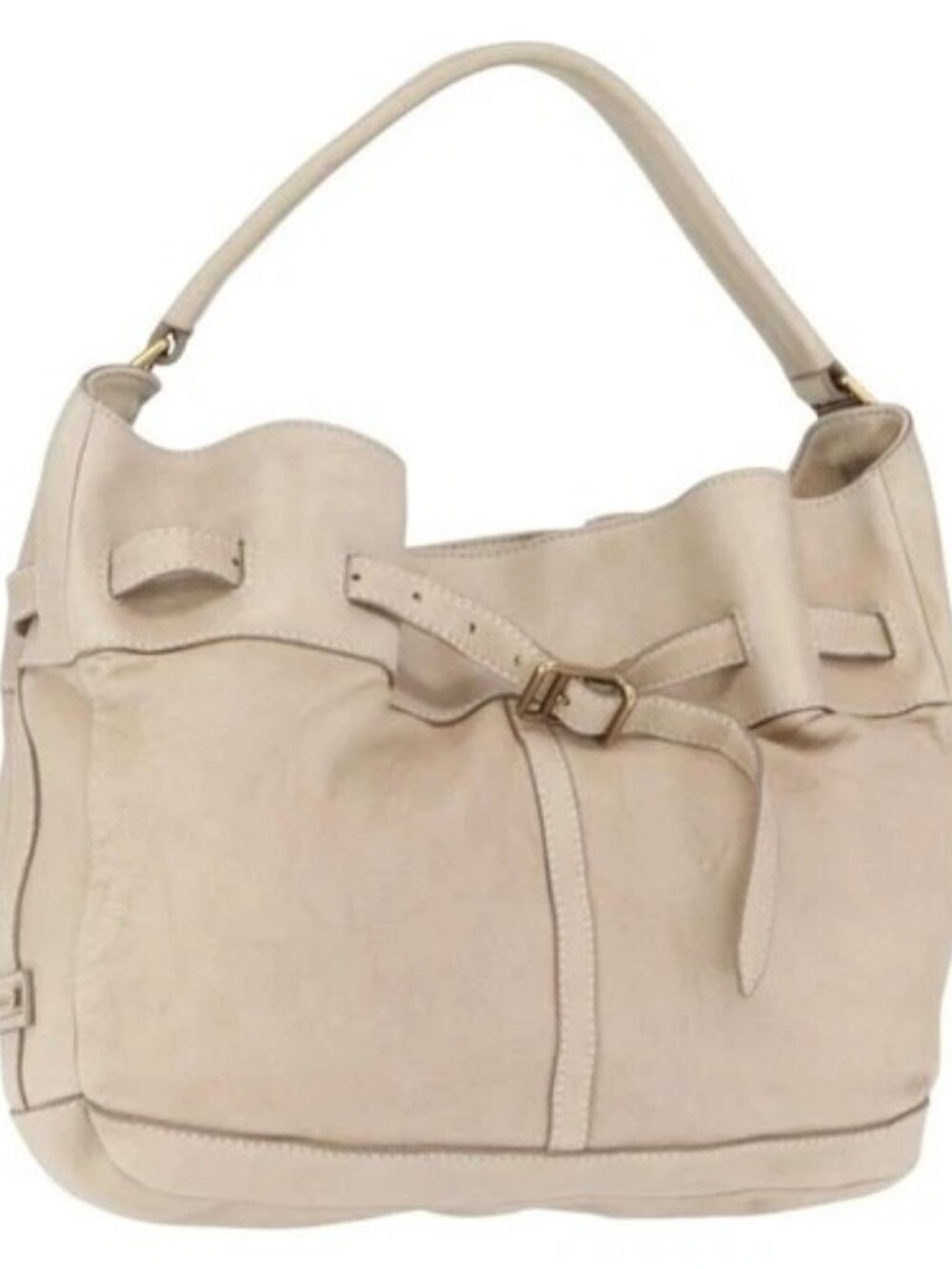 BURBERRY Shoulder Bag Leather Beige Gold Auth - Picture 1 of 16